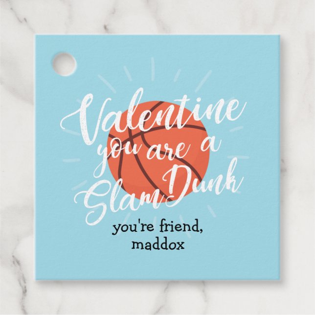 Étiquettes Cadeau Slam Dunk Basketball Valentine (Devant)
