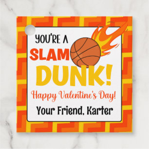 Étiquettes Cadeau Slam Dunk Basketball Valentine's Day