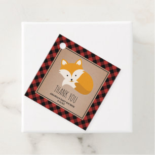 Étiquettes Cadeau Sleepy Fox Lumberjack Plaid Baby shower