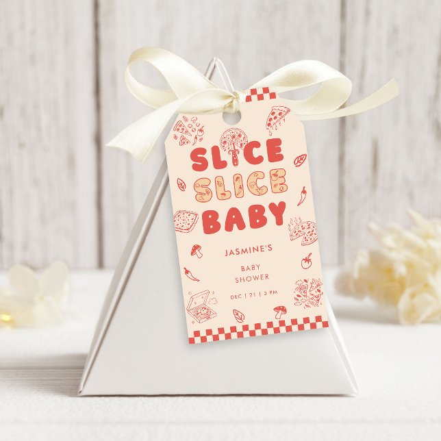 Étiquettes-cadeau Slice Slice Baby Pizza Hand Drawn Baby Shower (Créateur téléchargé)
