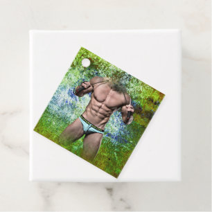 Étiquettes Cadeau SlipperyJoe's homme adulte très musclé torse nu
