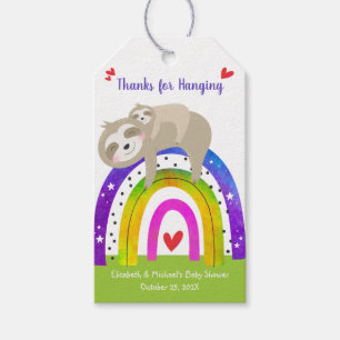 Étiquettes-cadeau Sloth Boho Arc-en-ciel Sexe Baby shower neutre