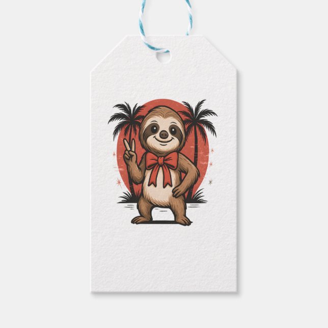 Étiquettes-cadeau Sloth Summer Beach Rocking (Devant)