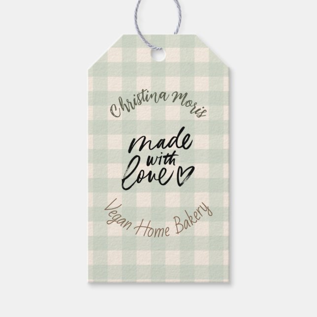 Étiquettes-cadeau Small Vegan Home Bakery Made with love Pattern (Devant)