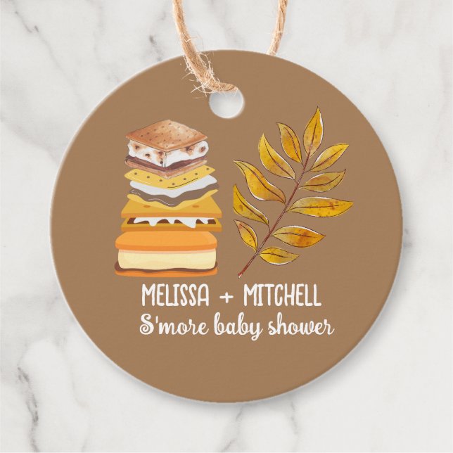 Étiquettes Cadeau Smore baby shower merci (Devant)