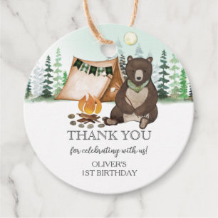 Étiquettes Cadeau S'more Camping Bear ONE Happy Camper 1er anniversa