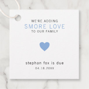 Étiquettes Cadeau Smore Love Modern Blue Heart Baby shower garçon