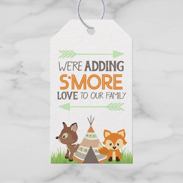 Étiquettes-cadeau S'more Love Woodland Camper Baby shower Favoriser  (Créateur téléchargé)