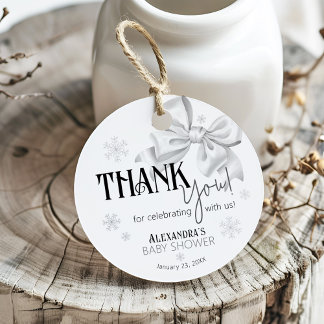 Étiquettes Cadeau Snow In Love White Bow Elegant Winter Baby Shower