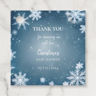 Étiquettes Cadeau Snowflake Winter Wonderland Baby shower Bleu