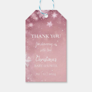 Étiquettes-cadeau Snowflake Winter Wonderland Baby shower rose