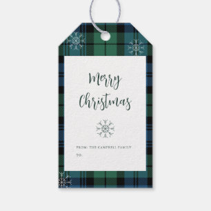 Étiquettes-cadeau Snowflakes de la famille Campbell Tartan