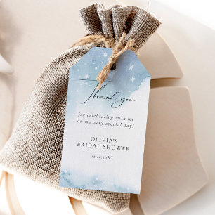 Étiquettes-cadeau Snowflakes Fête des mariées bleue
