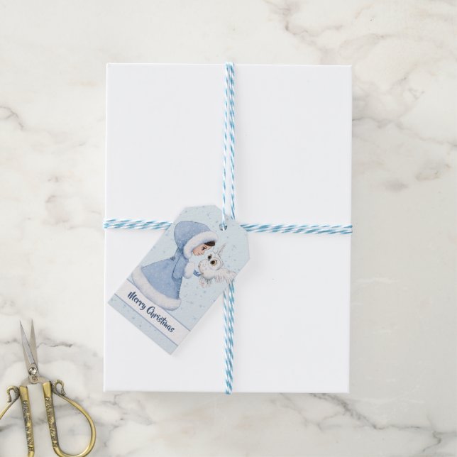 Étiquettes-cadeau Snowflakes hiver de la princesse de Noël (Avec de laficelle)