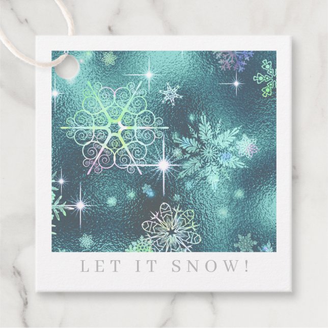 Étiquettes Cadeau Snowflakes le plus beau Motif ID Turquoise846 (Devant)
