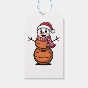 Étiquettes-cadeau Snowman Basketball Noël Amateurs de sport