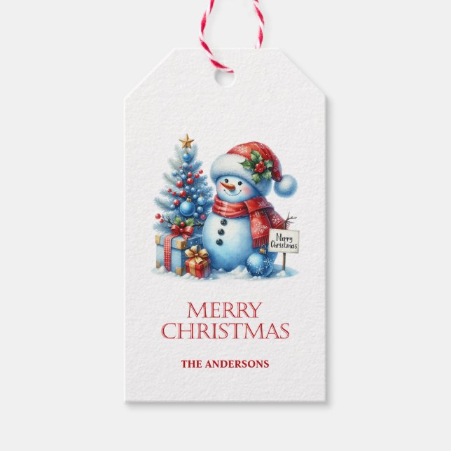 Étiquettes-cadeau Snowman Christmas Gift Tags (Devant)
