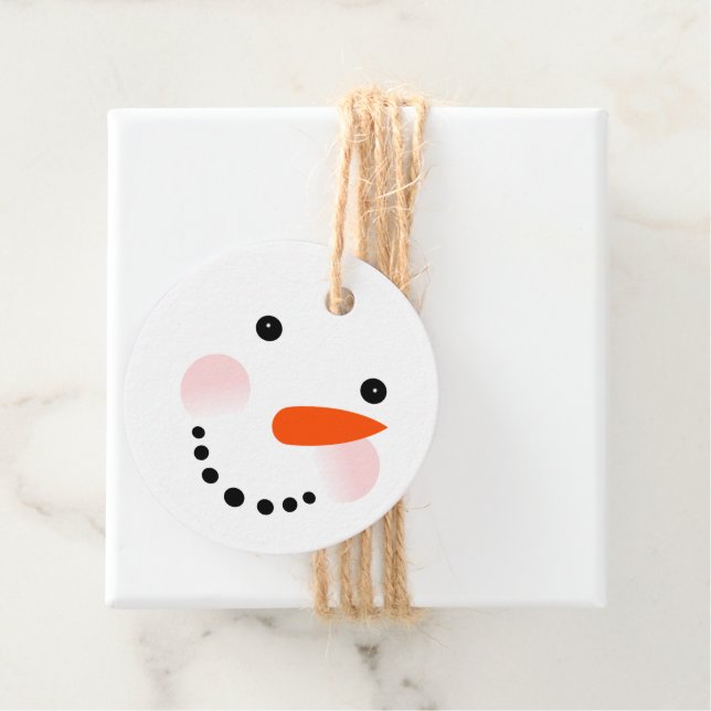 Étiquettes Cadeau Snowman Face mignon Noël festif (En situation)