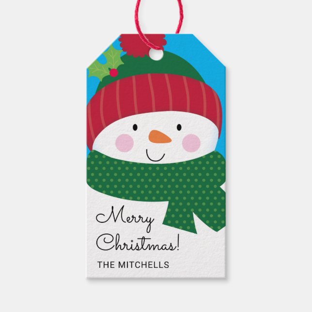 Étiquettes-cadeau Snowman personnalisé (Devant)