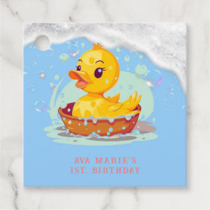Étiquettes Cadeau Soapy Yellow Rubber Duck Girl 1er anniversaire fêt