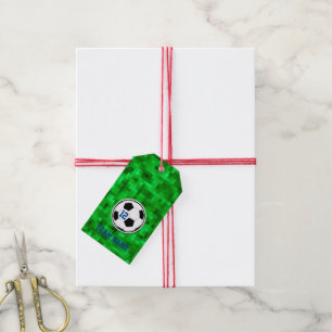 Étiquettes-cadeau Soccer Numéro de la balle Nom de l'équipe Green Gr