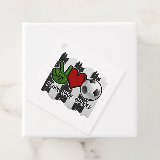Étiquettes Cadeau Soccer paix et amour (En situation)