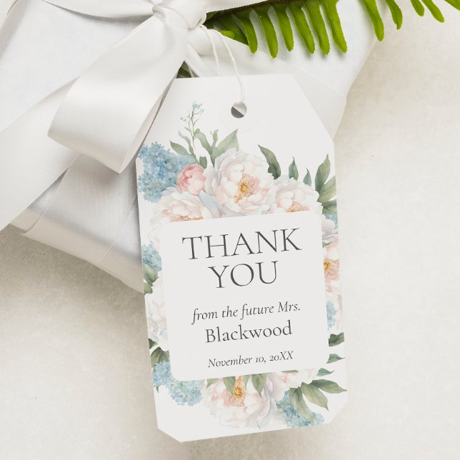Étiquettes-cadeau SOFT BLUE ROSE FLEURS FLEURS BRIDAL Merci (Créateur téléchargé)