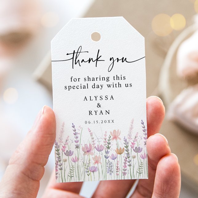 Étiquettes-cadeau Soft Pastel Floral Wildflower Wedding (Créateur téléchargé)