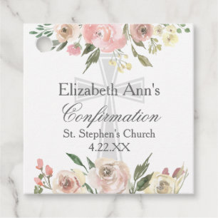 Étiquettes Cadeau Soignée Rose Floral Confirmation Personnalisée