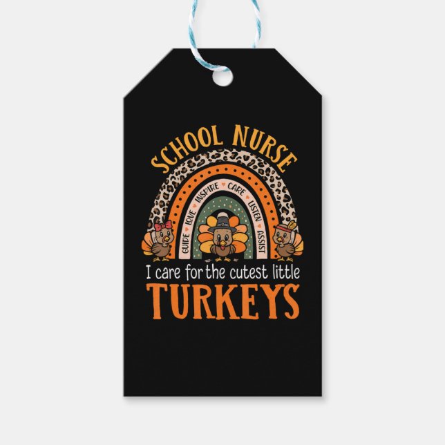 Étiquettes-cadeau Soins Thanksgiving Pour L'Infirmière Scolaire Cute (Devant)