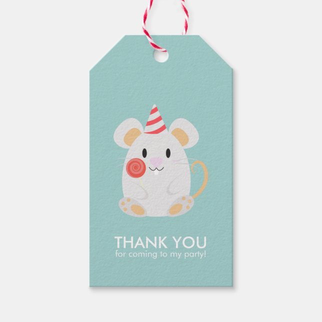 Étiquettes-cadeau Soirée Anniversaire de enfant de souris (Devant)