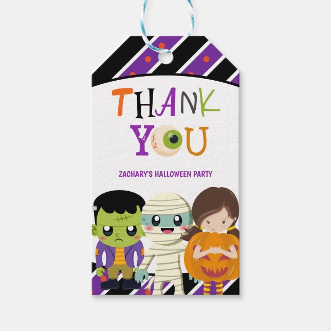 Étiquettes-cadeau Soirée Costumée pour enfants personnalisés Hallowe (Devant)