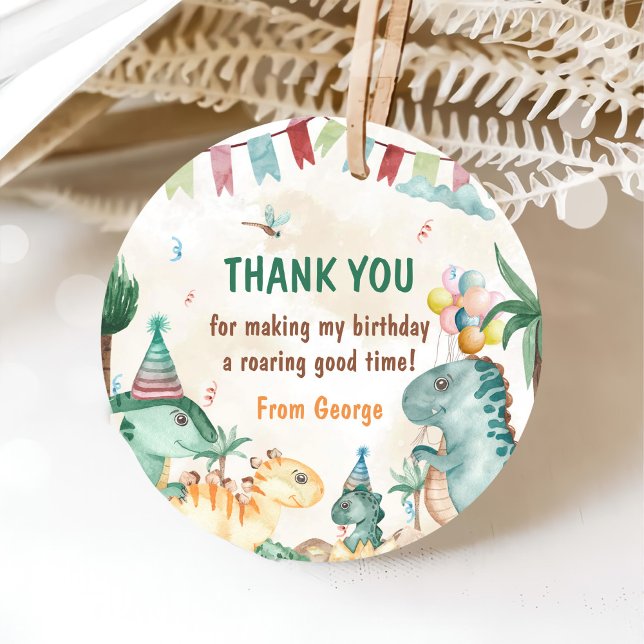 Étiquettes Cadeau Soirée d'anniversaire des Dinosaures (Créateur téléchargé)