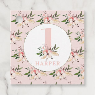 Étiquettes Cadeau Soirée d'anniversaire fleurie rose