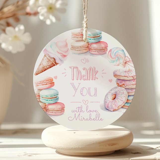 Étiquettes Cadeau Soirée d'anniversaire pastel merci (Créateur téléchargé)