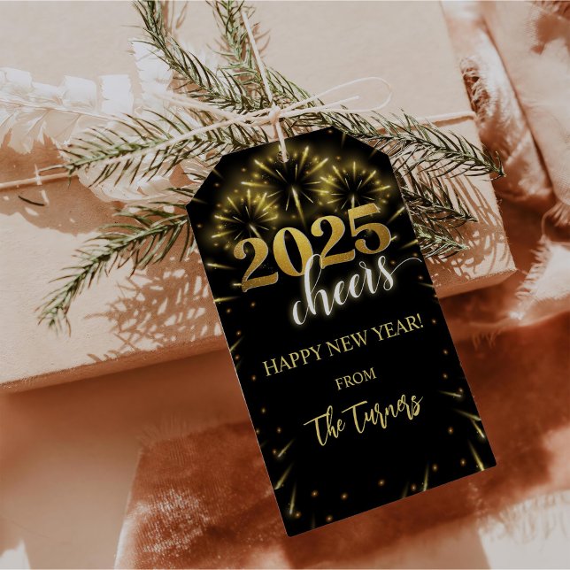 Étiquettes-cadeau Soirée de Nouvel An Gold & Black (Créateur téléchargé)