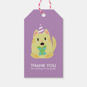 Étiquettes-cadeau Soirée des Anniversaires de enfants de chats jaune