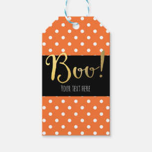 Étiquettes-cadeau Soirée d'Halloween à la Polka blanche et orange