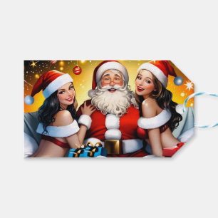 Étiquettes-cadeau Soirée festive de Père Noël salée avec Noël