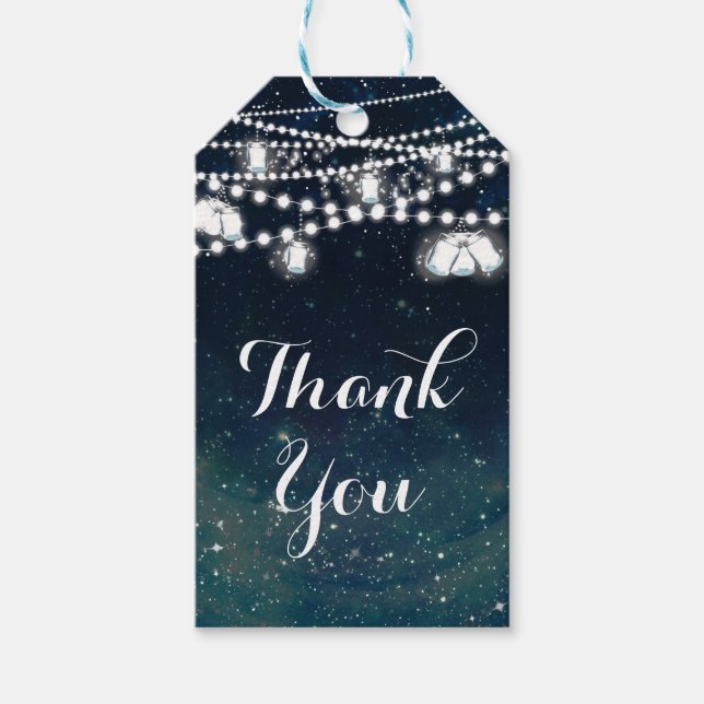 Étiquettes-cadeau Soirée Rustique Ciel Mason Jar Lumières Favoriser (Devant)