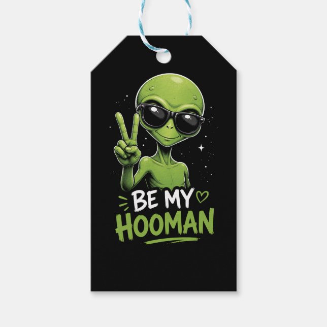Étiquettes-cadeau Sois mon humain 👽 (Devant)