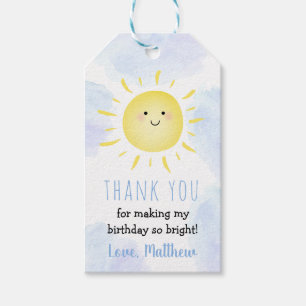 Étiquettes-cadeau Soleil Nuages Blue Boy Anniversaire