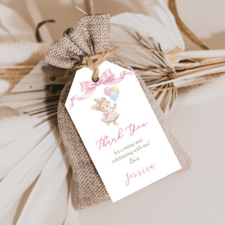 Étiquettes-cadeau Some Bunny Girl Pink is Turning One Birthday Thank
