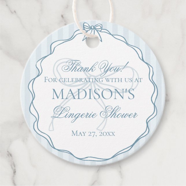 Étiquettes Cadeau Something Blue Lingerie Shower Bachelorette Party (Devant)