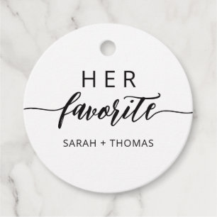 Étiquettes Cadeau Son sac de bienvenue alligraphique Favori Moderne