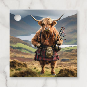 Étiquettes Cadeau Sonneur de cornemuse de vache des Highlands écossa