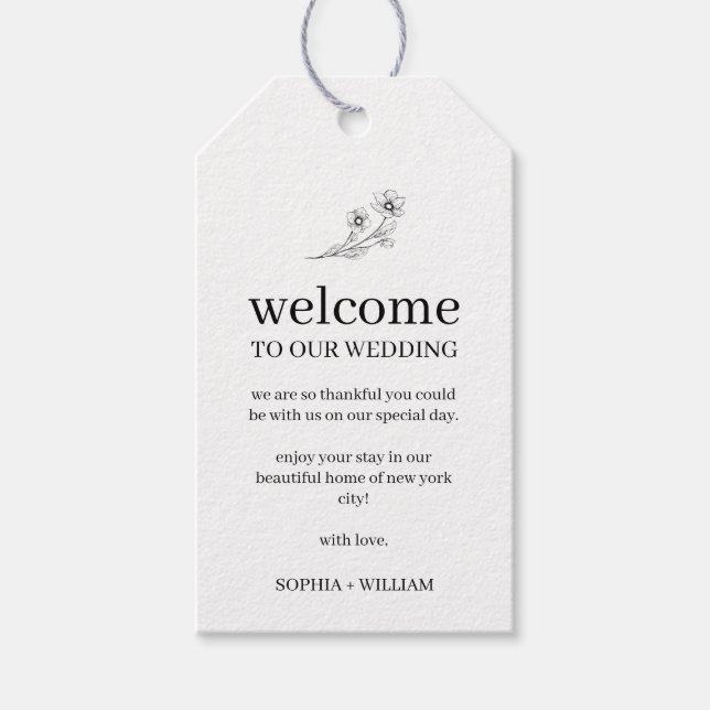 Étiquettes-cadeau Sophia Elegant Hotel Invités Mariage Bienvenue (Devant)