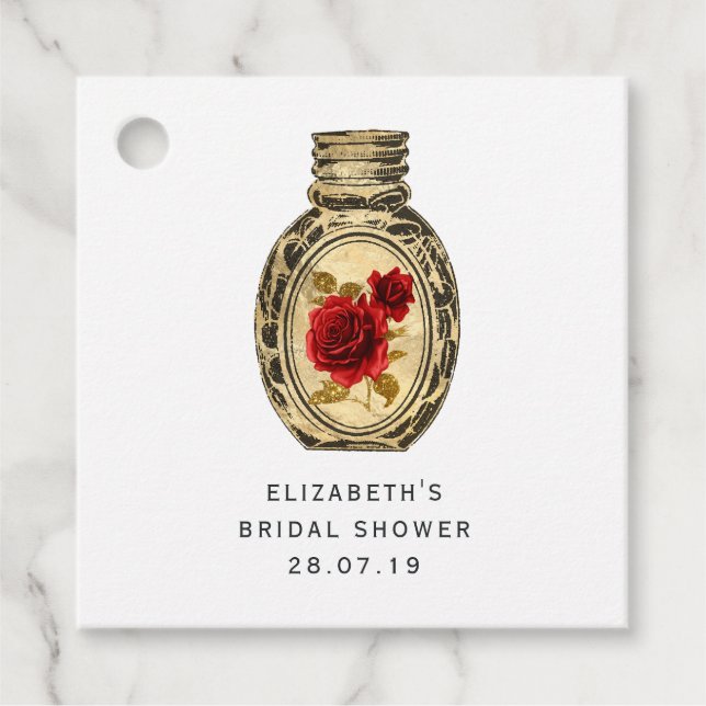 Étiquettes Cadeau Sorcière Rouge Cramoisi (Devant)