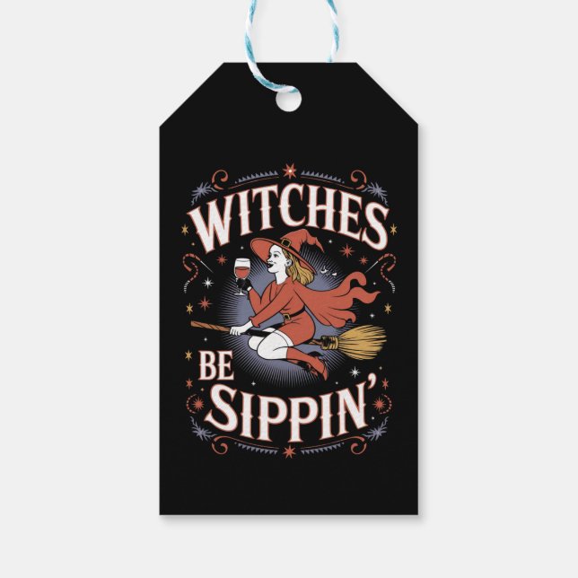 Étiquettes-cadeau Sorcières Be Sippin' Halloween Éffrayant (Dos)