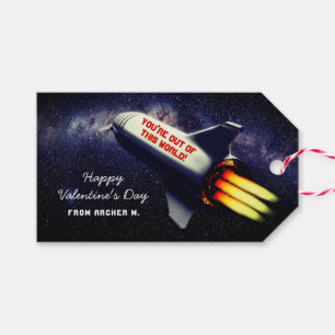 Étiquettes-cadeau Sortez de ce monde Retro Rocket Kids Valentine Cad